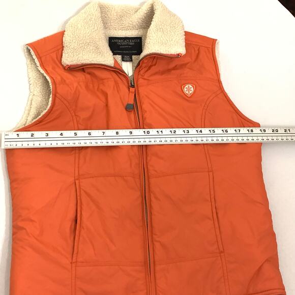 American Eagle Outfitters Womens Vest Orange Medium Shelter Series Sherpa Lined - Picture 10 of 14